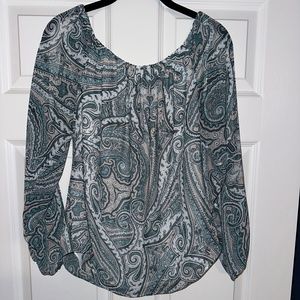 Paisley White House Black Market Blouse